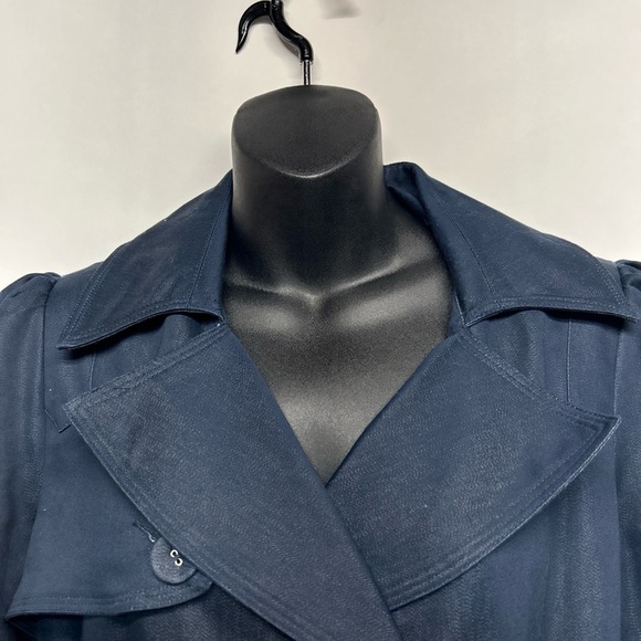 Dead stock dark Y2K blue denim mini trenchcoat from Sears Size large NWT - Picture 2 of 7